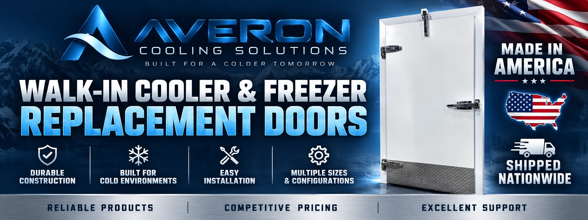 Averon walk-in cooler and freezer replacement doors